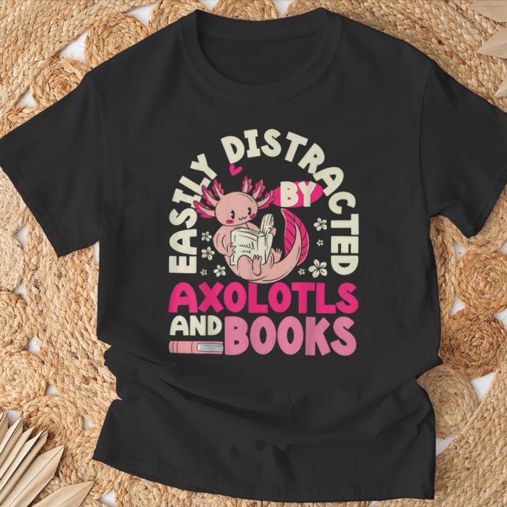 Easily Distracted By Axolotls And Books Cute Animal Lover T-Shirt Gifts for Old Men Easily Distracted By Axolotls And Books Cute Animal Lover T-Shirt Gifts for Old Men