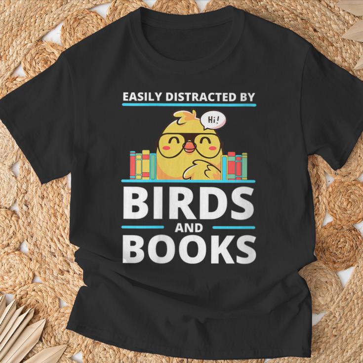 Easily Distracted By Birds And Books T-Shirt Gifts for Old Men