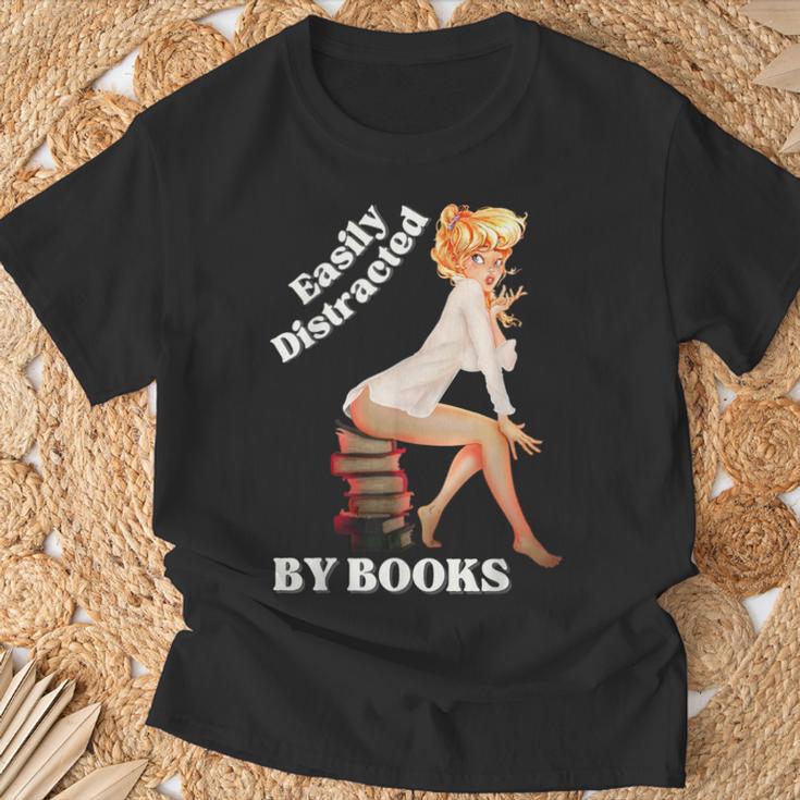 Easily-Distracted By Books Pin-Up Girl Sexy Anime Retro Art T-Shirt Gifts for Old Men Easily-Distracted By Books Pin-Up Girl Sexy Anime Retro Art T-Shirt Gifts for Old Men