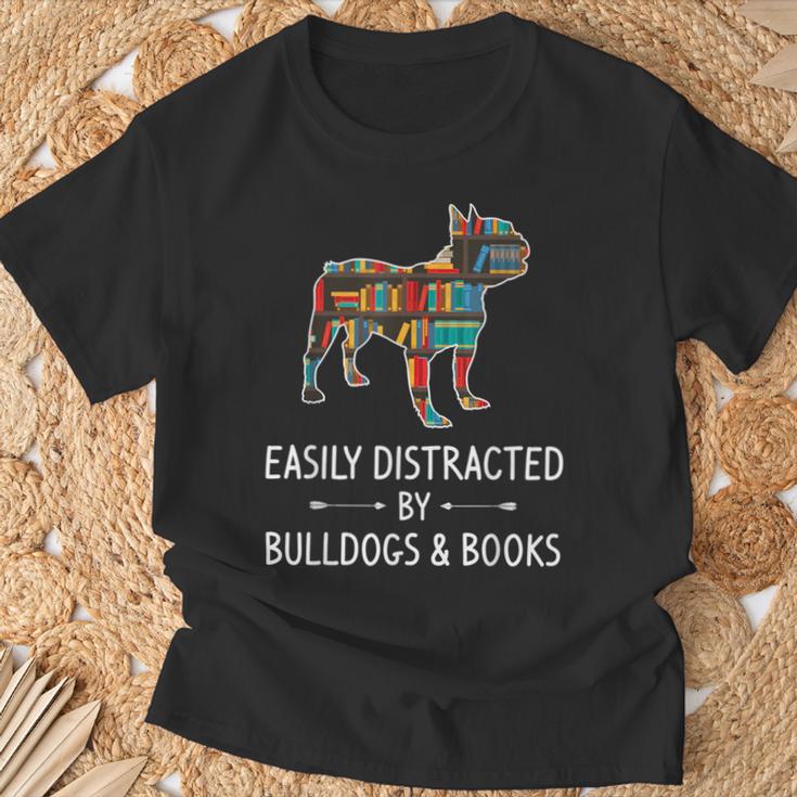 Easily Distracted By Bulldogs & Books Lover Pet Pup T-Shirt Gifts for Old Men Easily Distracted By Bulldogs & Books Lover Pet Pup T-Shirt Gifts for Old Men