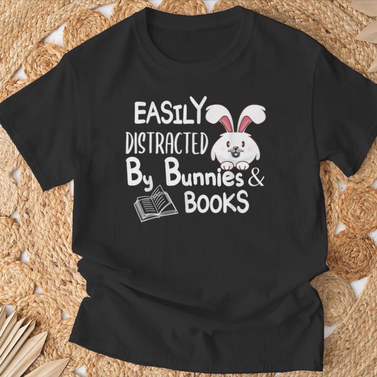 Easily Distracted By Bunnies And Books T-Shirt Gifts for Old Men