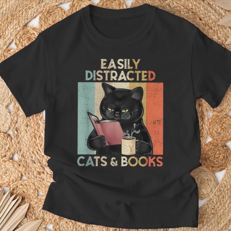 Easily Distracted By Cats And Books For Cat Lovers For Men Women Girls Kids T-Shirt Gifts for Old Men Easily Distracted By Cats And Books For Cat Lovers For Men Women Girls Kids T-Shirt Gifts for Old Men