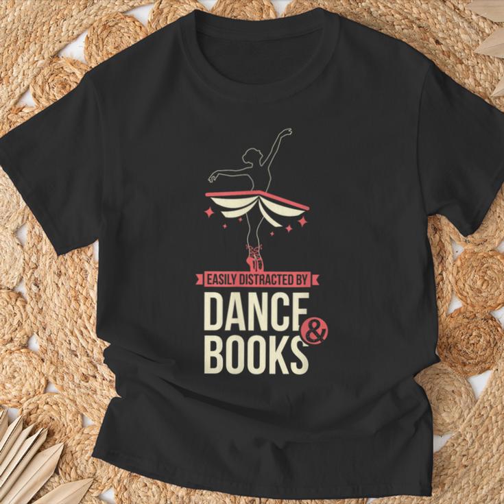 Easily Distracted By Dance And Book I Ballet Book T-Shirt Gifts for Old Men