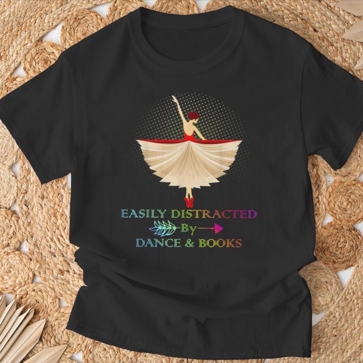 Easily Distracted By Dance And Books Shirt T-Shirt Gifts for Old Men