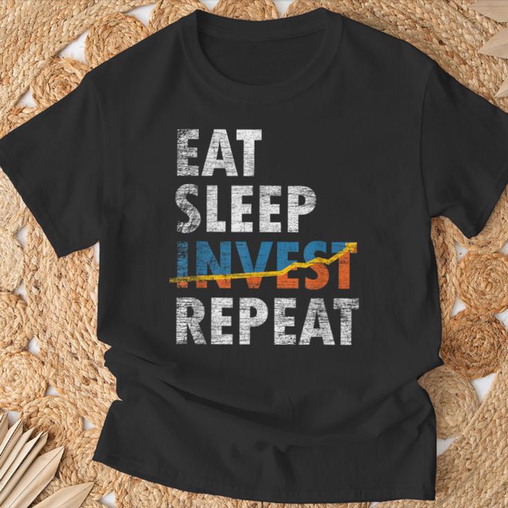 Eatleep Invest Repeat Investment Trading Tシャツ 高齢者への贈り物