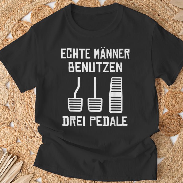 Echte Männer Benutzen Drei ペデール 旧車 手動運転 Tシャツ 高齢者への贈り物