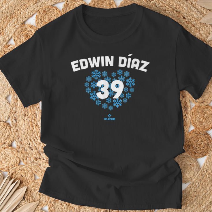 Edwin Diaz Heart New York Baseball Fansalentines Tシャツ 高齢者への贈り物