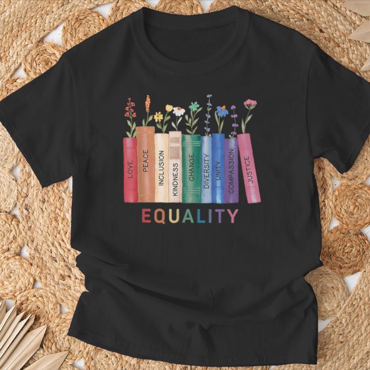 Equality Flower Books Equal Rights Social Justice Feminist T-Shirt Gifts for Old Men Equality Flower Books Equal Rights Social Justice Feminist T-Shirt Gifts for Old Men