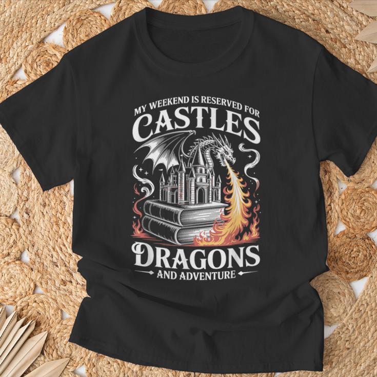 Fantasy Books Lover Bookish Fun Tee Book Club Dragon Reader T-Shirt Gifts for Old Men