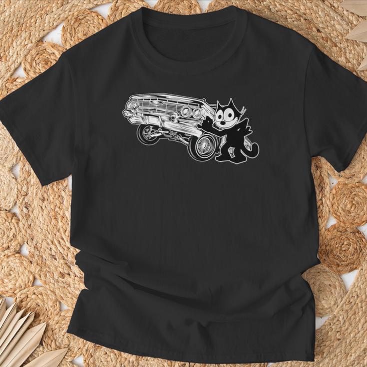 Felix 猫 カートゥーン ローライダー 油圧バウンス チルト カークラブ Tシャツ 高齢者への贈り物