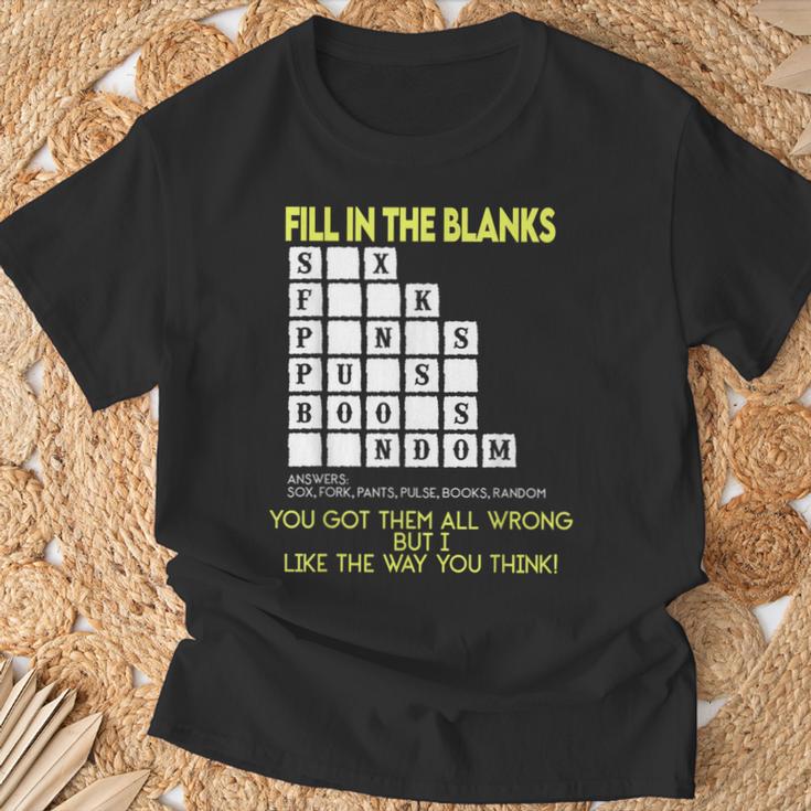 Fill In The Blanks Answers Sox Fork Pants Pulse Books Random T-Shirt Gifts for Old Men Fill In The Blanks Answers Sox Fork Pants Pulse Books Random T-Shirt Gifts for Old Men