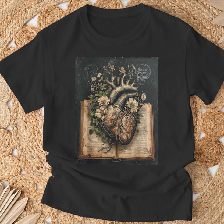 Floral Anatomical Heart Dark Academia Vintage Gothic Book T-Shirt Gifts for Old Men Floral Anatomical Heart Dark Academia Vintage Gothic Book T-Shirt Gifts for Old Men