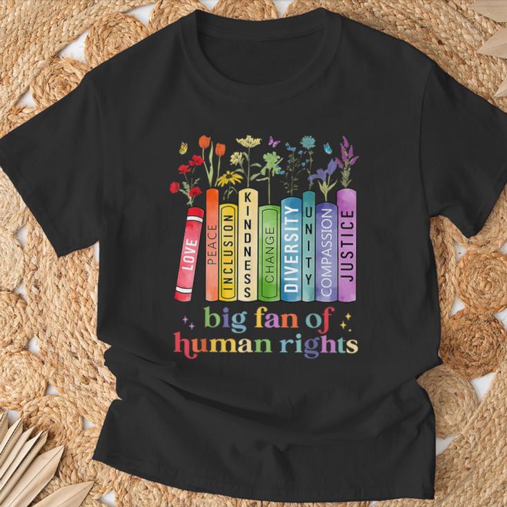 Flower Book Big Fan Of Human Rights Equality Social Justice T-Shirt Gifts for Old Men