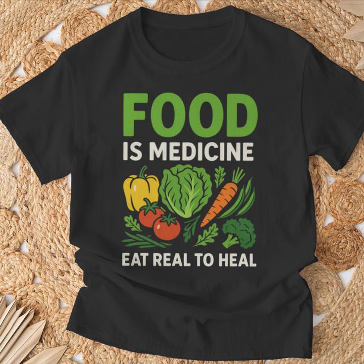 Food Is Medicineの栄養士、自然療法医栄養士へのギフト 長袖tシャツ Tシャツ 高齢者への贈り物