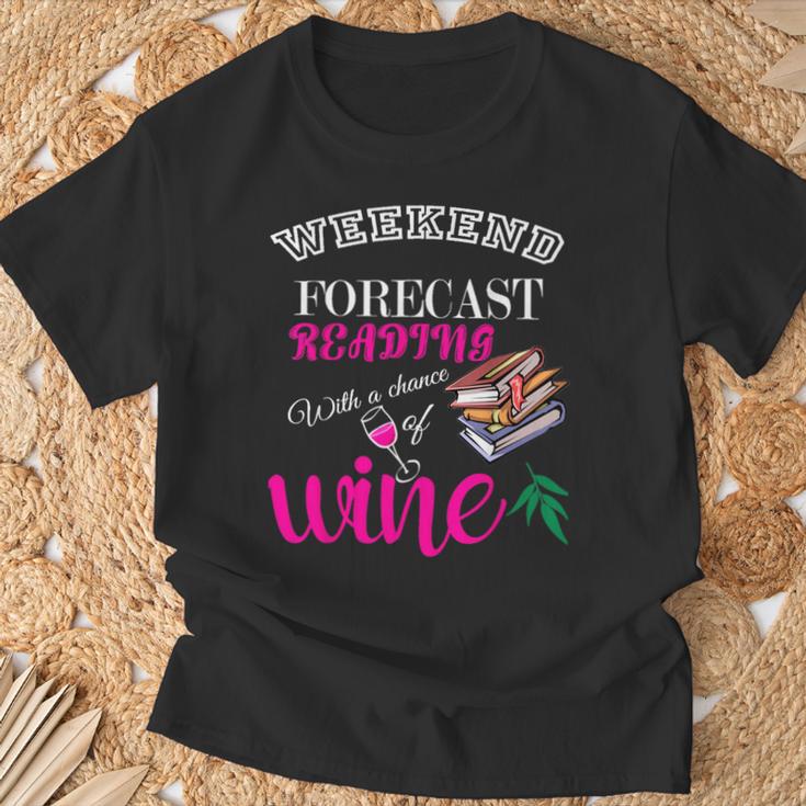 Weekend Forecast Reading With a Chance Of Wine Book Humor T-Shirt Gifts for Old Men Weekend Forecast Reading With a Chance Of Wine Book Humor T-Shirt Gifts for Old Men