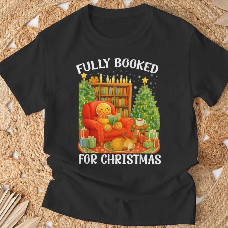 Fully Booked For Christmas Holiday Book Lover Santa T-Shirt Gifts for Old Men