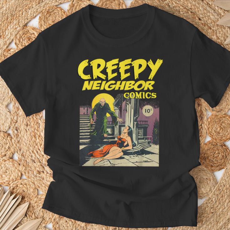FUNNY Creepy Neighbor Comics Parody Horror Comic Book T-Shirt Gifts for Old Men