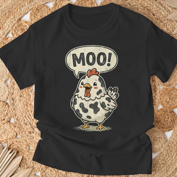 Moo 鶏 牛 農場 動物 ユーモア 男性 女性 キッズ 4 Tシャツ 高齢者への贈り物