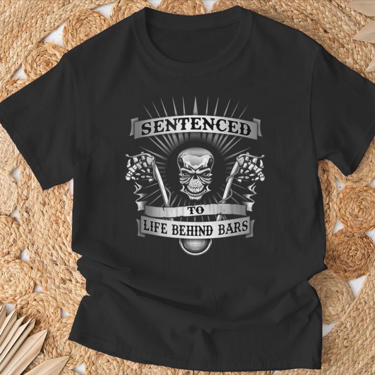 Motorcycle Behind Handlebarsentenced To Life Tシャツ 高齢者への贈り物
