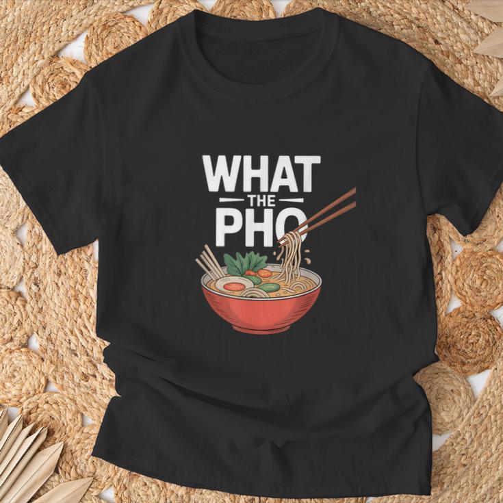 What The Pho こぼれる麺のユーモア Tシャツ 高齢者への贈り物