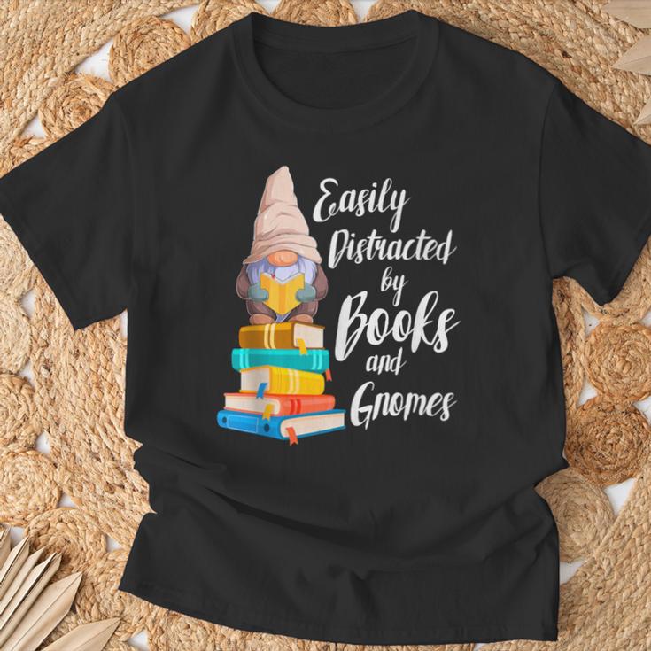 Garden Gnome Easily Distracted By Books Gnomes T-Shirt Gifts for Old Men Garden Gnome Easily Distracted By Books Gnomes T-Shirt Gifts for Old Men