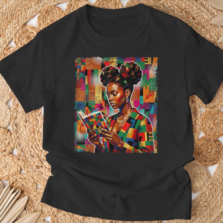 Geometric History Educated Women Reading Book Melanin T-Shirt Gifts for Old Men