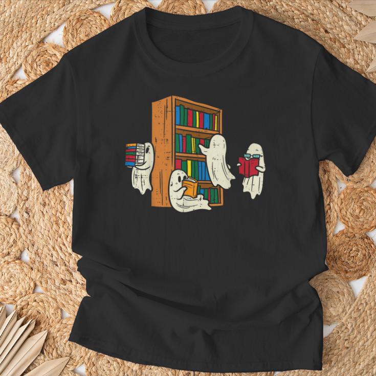 Ghosts Reading Books Teacher Halloween Librarian Boooks T-Shirt Gifts for Old Men