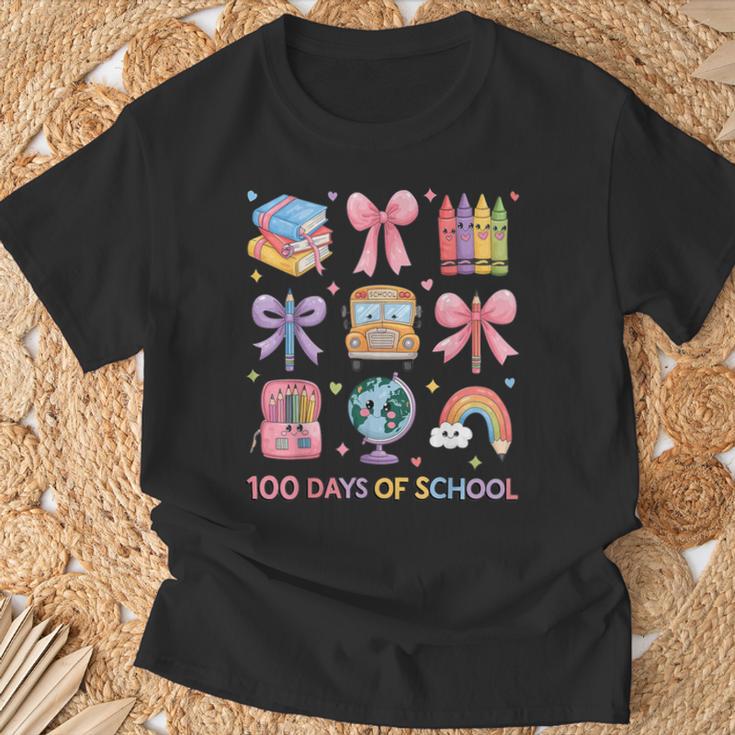 Girls 100 Days Of School Coquette Bow Pencil Bus Book Crayon T-Shirt Gifts for Old Men Girls 100 Days Of School Coquette Bow Pencil Bus Book Crayon T-Shirt Gifts for Old Men