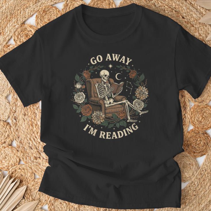Go Away I'm Reading Librarian Skeleton Reading Book Lover T-Shirt Gifts for Old Men Go Away I'm Reading Librarian Skeleton Reading Book Lover T-Shirt Gifts for Old Men
