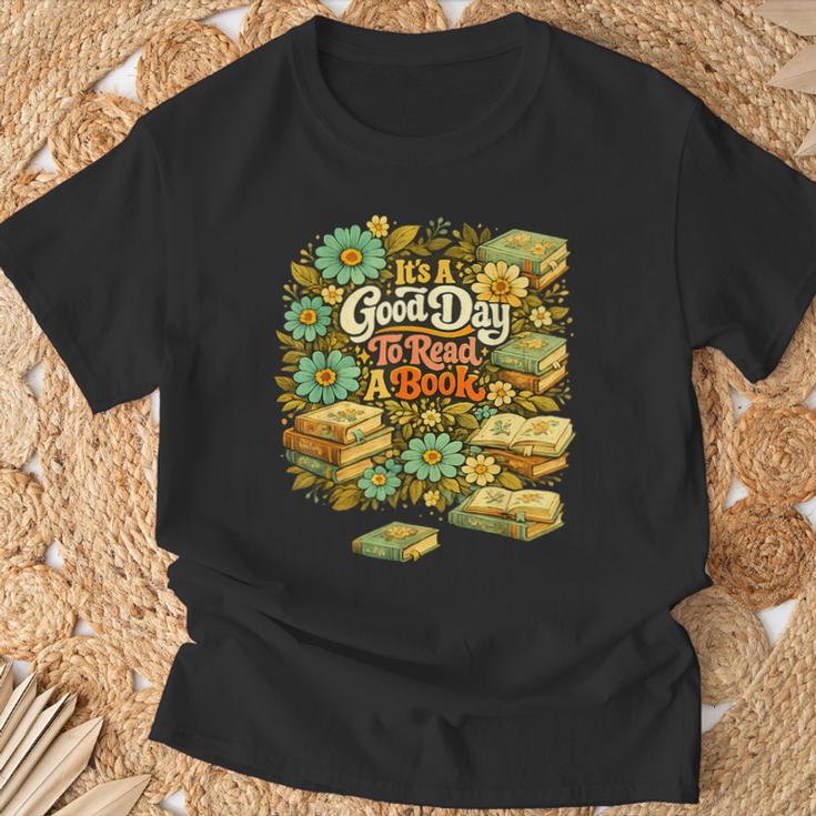 Good Day To Read A Book Floral T-Shirt Gifts for Old Men