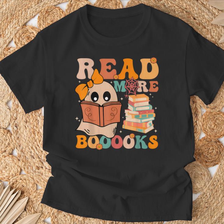 Groovy Booooks Ghost Read More Books Teacher Halloween Men Women Kids T-Shirt Gifts for Old Men