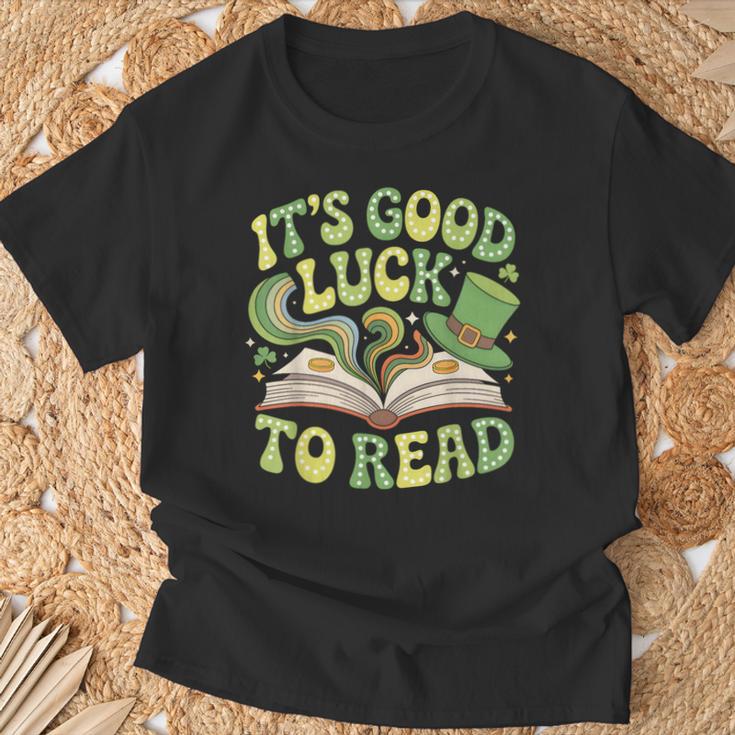 Groovy It's Good Luck To Read St Patrick's Day Book Lucky T-Shirt Gifts for Old Men