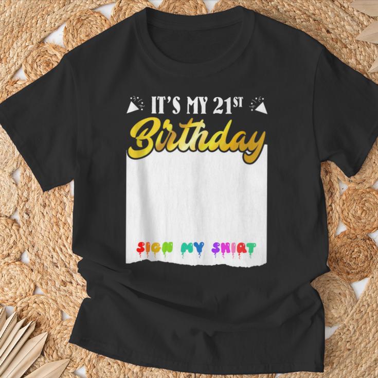 Guestbook My 21st Birthday Sign My Shirt Birthday Party T-Shirt Gifts for Old Men