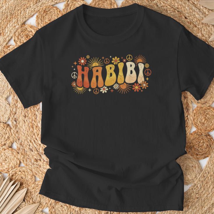 Habibi Retro 70S Typographyintage Flower Hippie Arabic Tシャツ 高齢者への贈り物