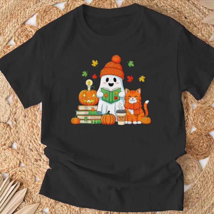 Halloween Ghost Cat Reading Book Women Girls Cute T-Shirt Gifts for Old Men Halloween Ghost Cat Reading Book Women Girls Cute T-Shirt Gifts for Old Men