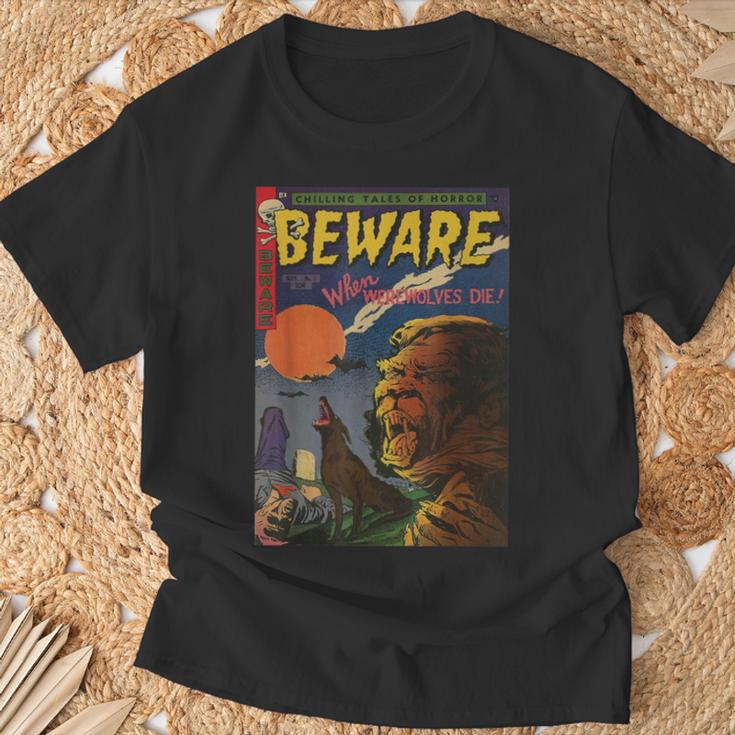 Halloween Horror Vintage Werewolf Comic Book Retro T-Shirt Gifts for Old Men