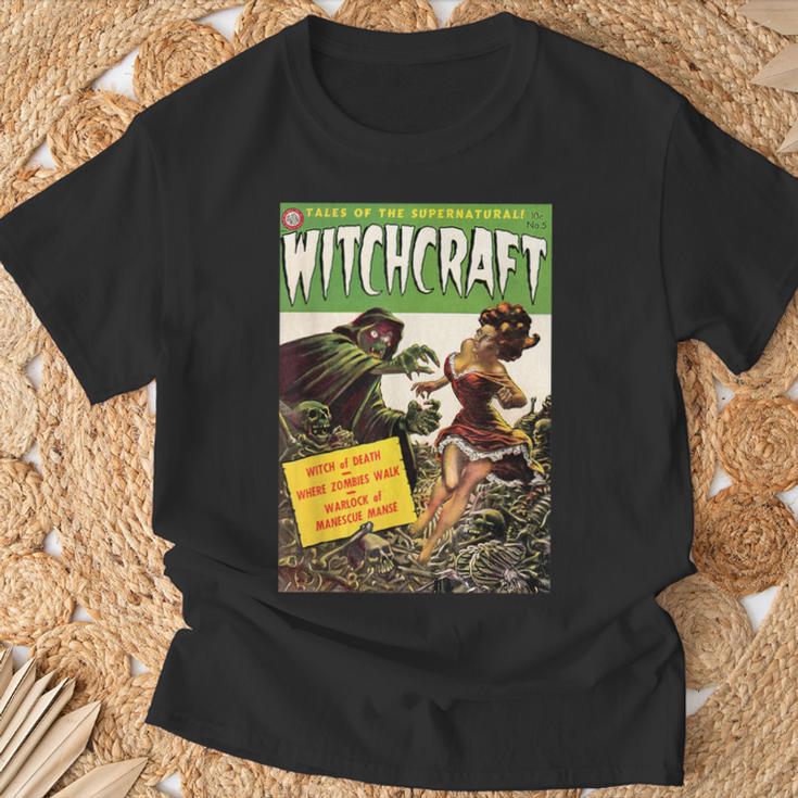 Halloween Horror Vintage Witch Zombie Comic Book Retro Scary T-Shirt Gifts for Old Men