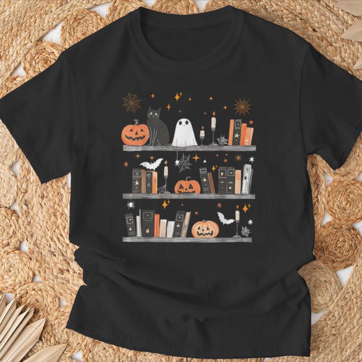 Halloween Library Ghost Books Teacher Spooky Trick Or Teach T-Shirt Gifts for Old Men