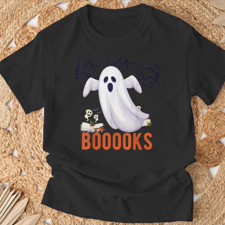 Halloween Teacher Librarian Books Reading Ghost Pun BOOOOKS Men Women Kids T-Shirt Gifts for Old Men