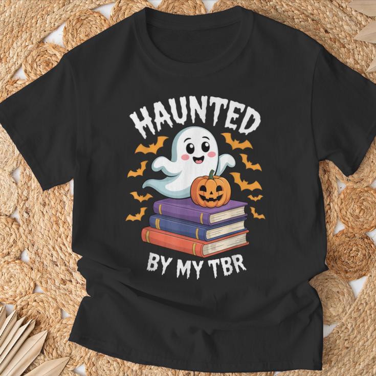 Haunted By My TBR Cute Ghost Reading Books Pumpkin Bookworms T-Shirt Gifts for Old Men
