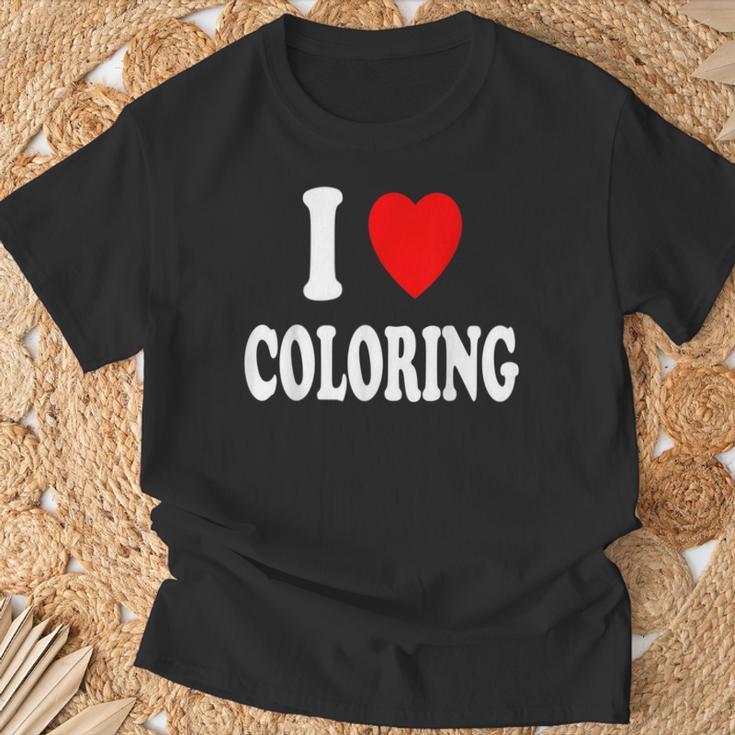 I Heart Love Coloring Hobbies Books Pencils Crayons Marker T-Shirt Gifts for Old Men