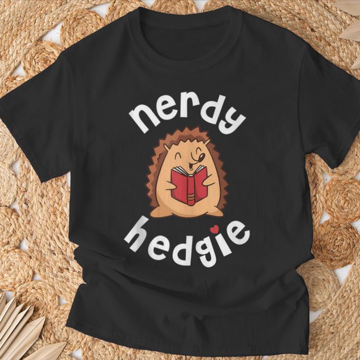 Hedgehog Book T-Shirt Gifts for Old Men