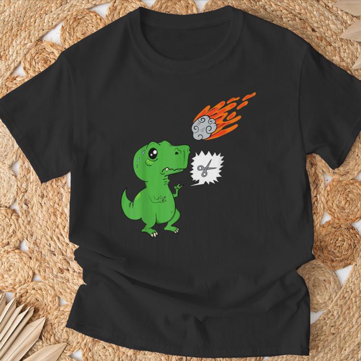 Hombre Divertido Juego De Tijeras T-Rex De Dinosaurios Meteoritos Piedras Papel Camiseta unisex Regalos para ancianos