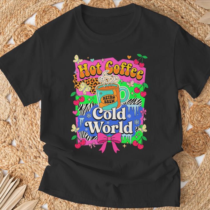 Hot Coffee Cold World レトロ コケット リボン グラフィック 長袖tシャツ Tシャツ 高齢者への贈り物
