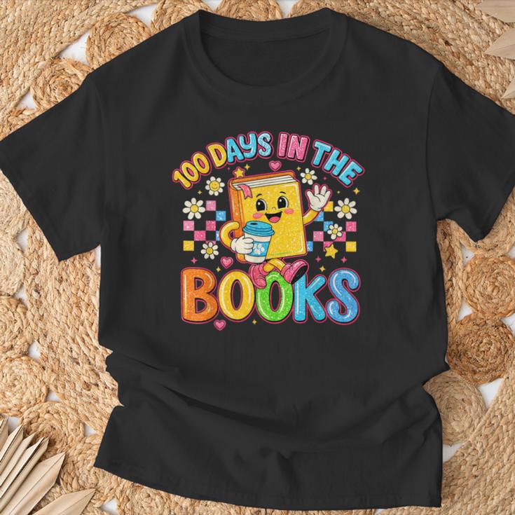 HUGvyn Preppy 100 Days In The Books Teacher Reading Coffee T-Shirt Gifts for Old Men