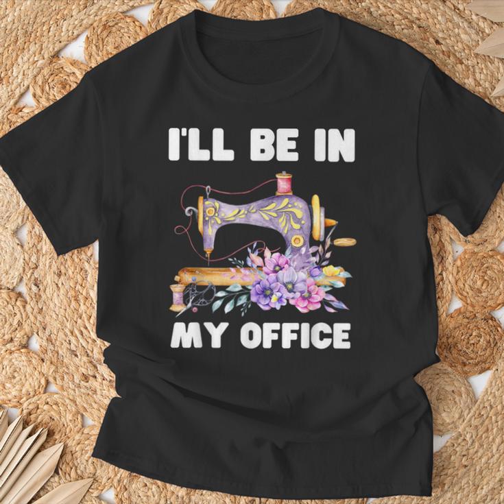 I'll Be In My Office おもしろヴィンテージフローラルミシン Tシャツ 高齢者への贈り物