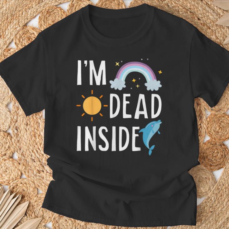 I'm Dead Inside Happy Rainbowunshine Dolphin ファニーtシャツ Tシャツ 高齢者への贈り物