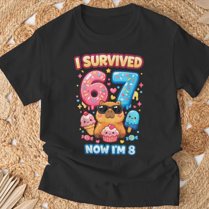 Ich Habe 6 7 Überlebt Jetzt Bin Ich 8 Kawaii Capybara Ice Cream Birthday T-Shirt Geschenke für alte Männer