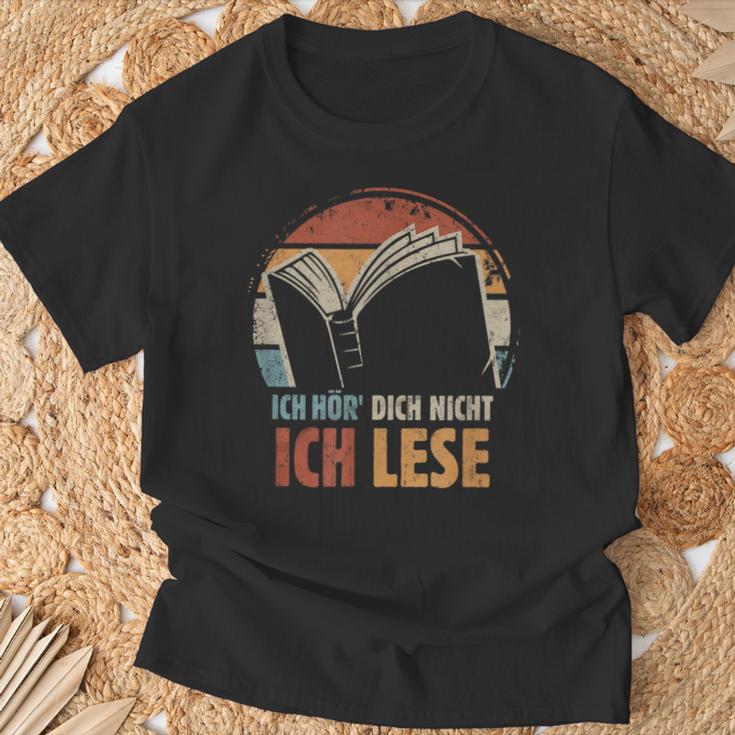 Ich HöR' Dich Nicht Ich Lese Reading Book Worm T-Shirt Gifts for Old Men