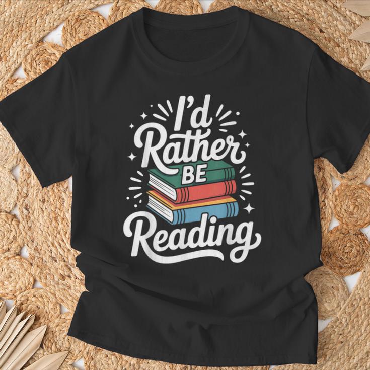 I'd Rather Be Reading Book Lover T-Shirt Gifts for Old Men